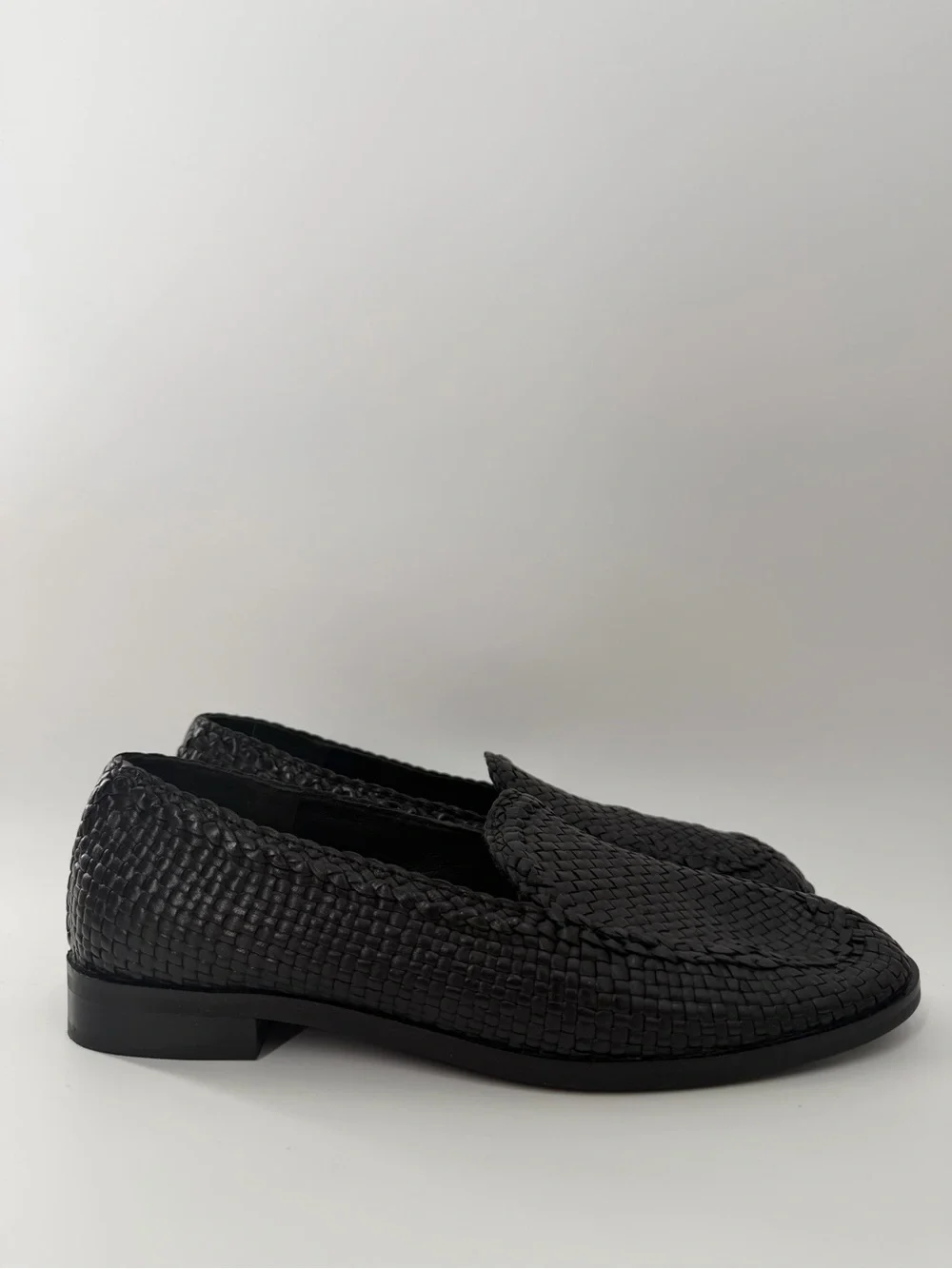 Cos Hand Woven Leather Black Loafers